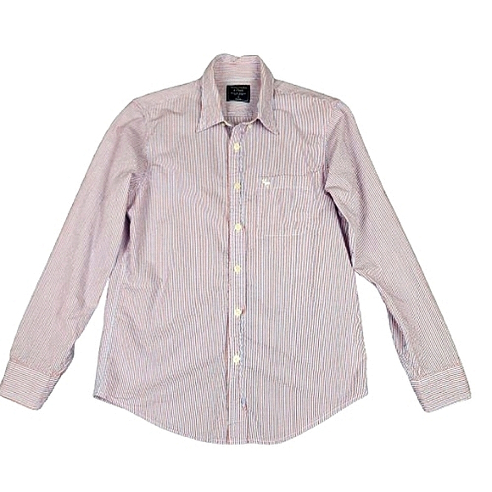 Abercrombie & Fitch Red White Blue Striped Button Down Shirt Mens Small